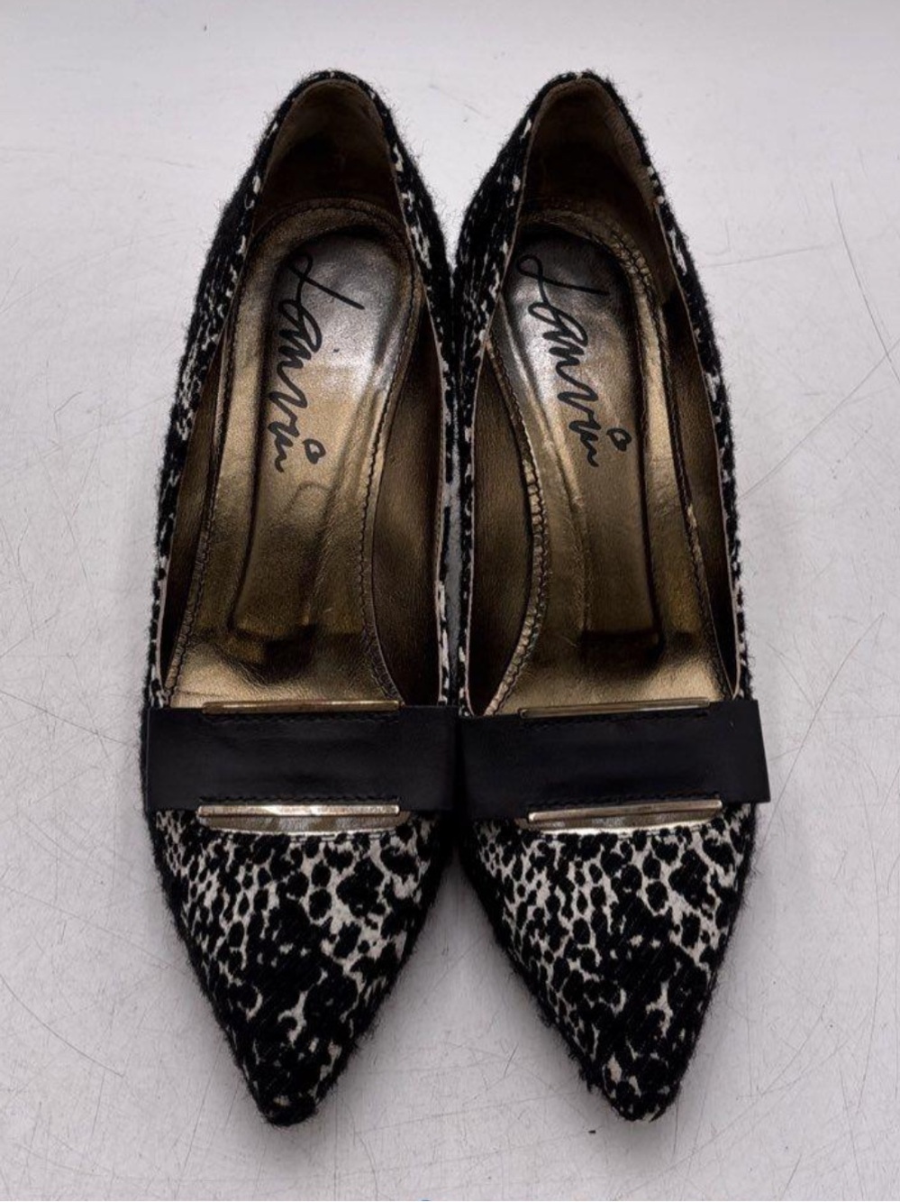 Lanvin Jacquard Metal Trim Bow Pointed Toe Pumps Black White EU 40 US Size 9.5